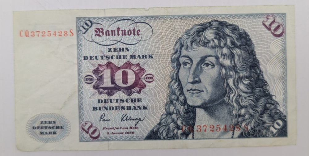 Germany 10 Zehn Deutsche Mark German Ten Mark Banknote DM 1980